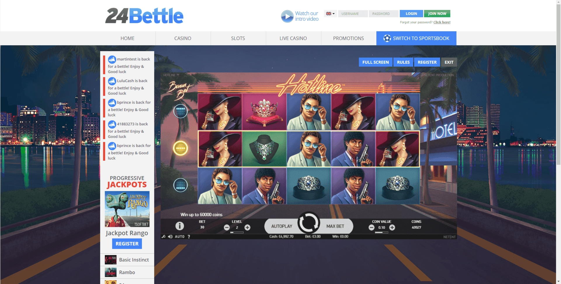 222 Loyal Free Spins! at Inter Casino