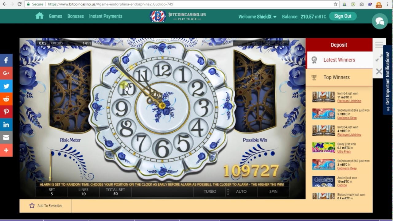190 Free Spins no deposit at bWin Casino