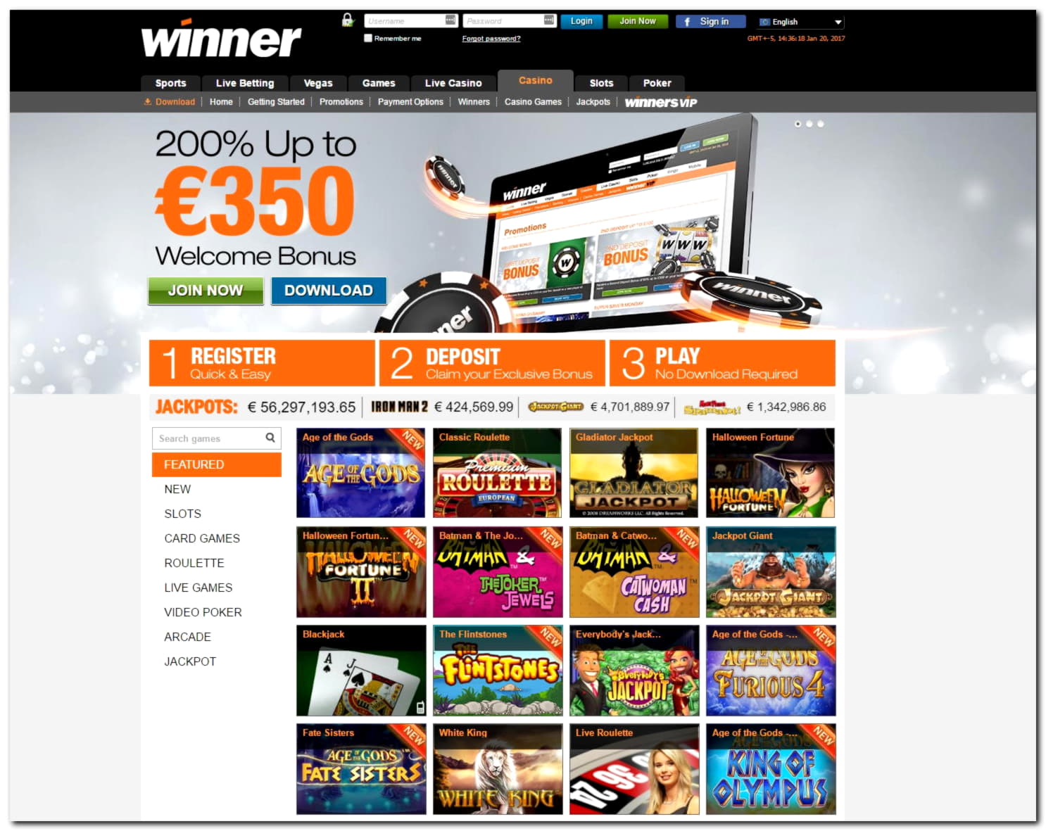 710% Match at a casino at Betway Casino