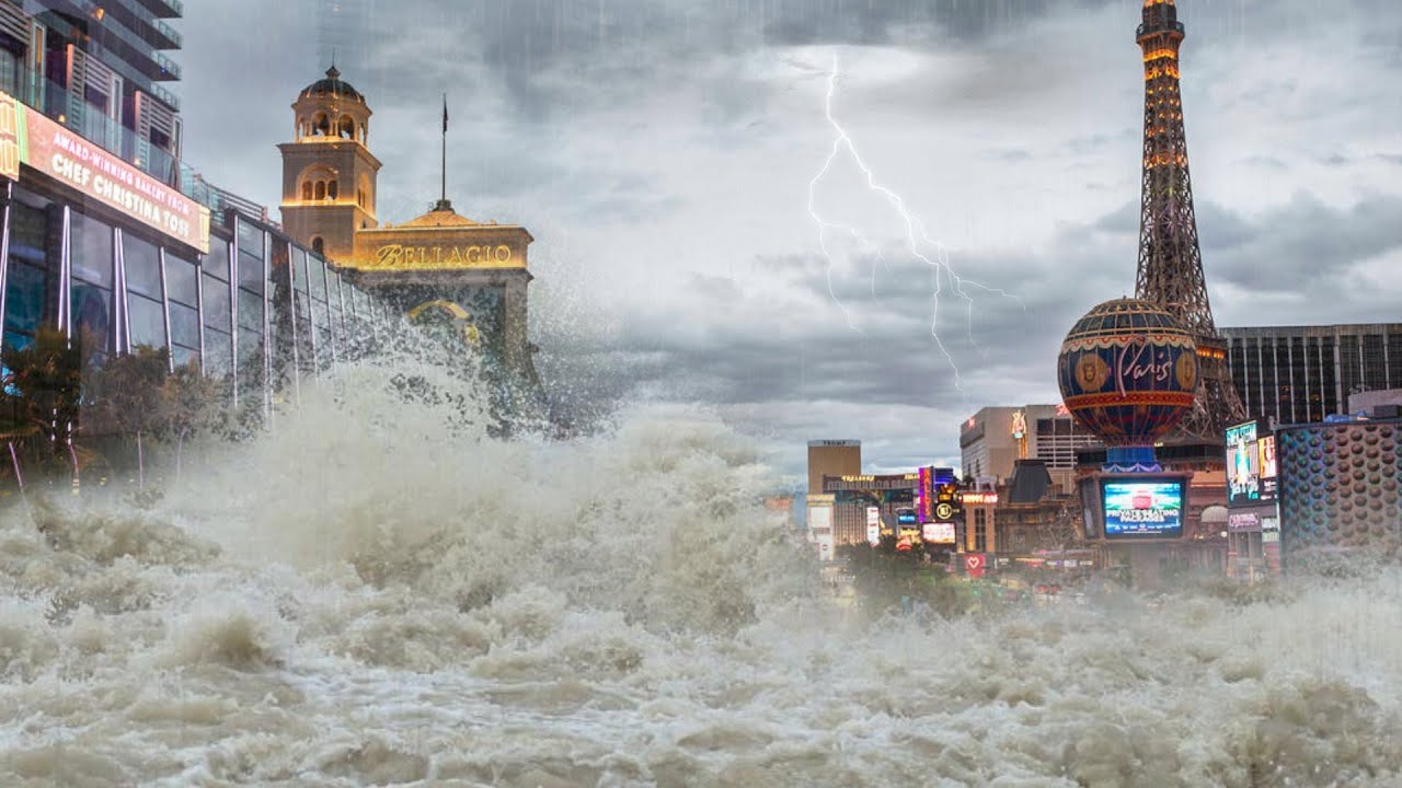 USA flooding strikes Las Vegas! European Casinos and streets flooded after thunderstorm