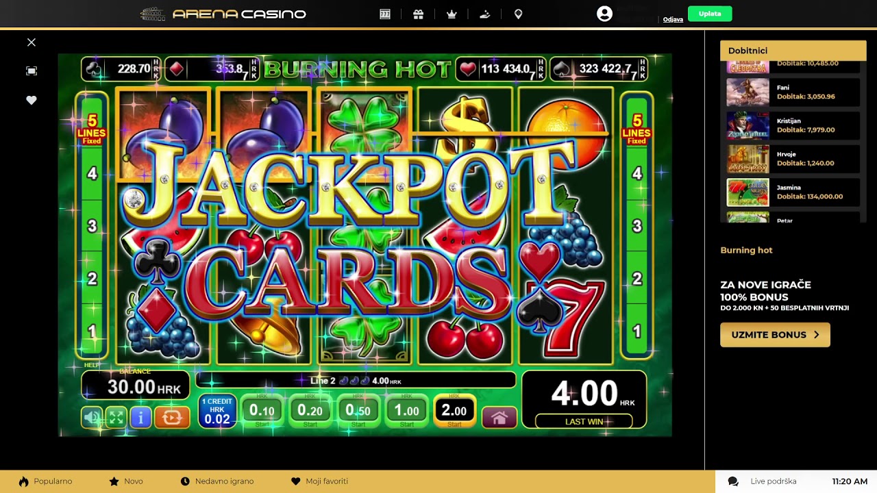 Arena European Casino Online isplata: Burning Hot jackpot